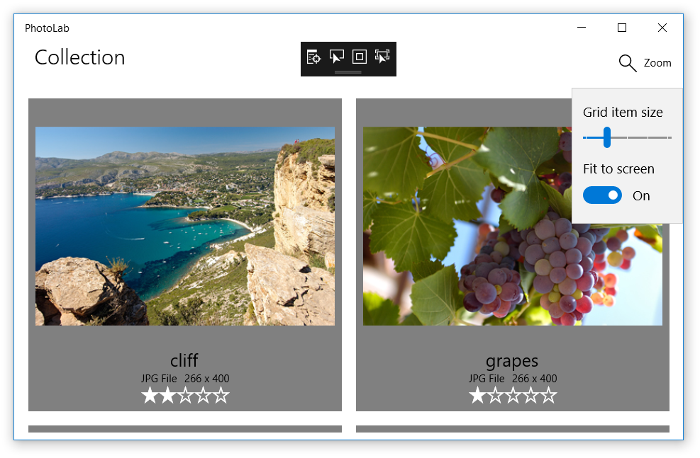 application en cours d'exécution avec l'ajustement à l'écran activé