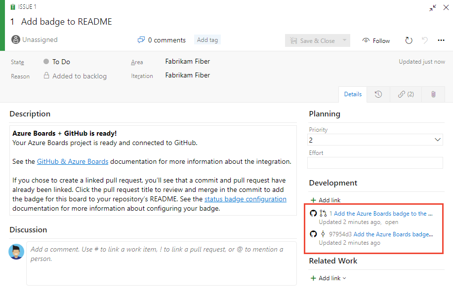 Screenshot mostra il modulo di problema per la richiesta pull aperta in GitHub.