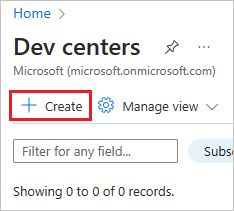 Screenshot del pulsante Crea dei centri per sviluppatori.