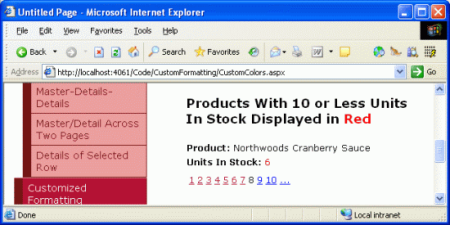 Le unità in numero di magazzino sono visualizzate in rosso per tali prodotti con valori pari o inferiore a 10