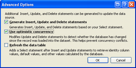Abilitare il controllo della concorrenza ottimistica controllando la casella di controllo 