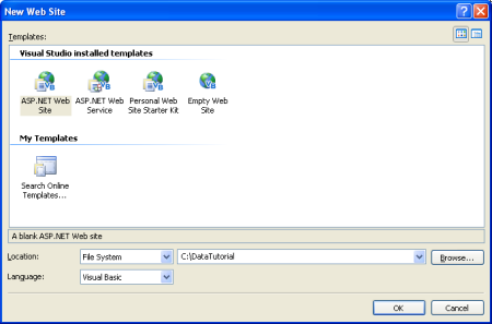 Crea un nuovo file per il sito Web System-Based