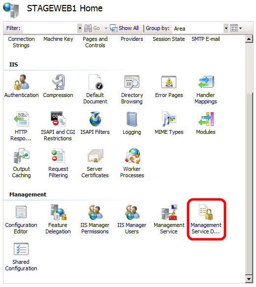 Nel riquadro centrale, in Gestione, fare doppio clic su Delega del servizio di gestione.
