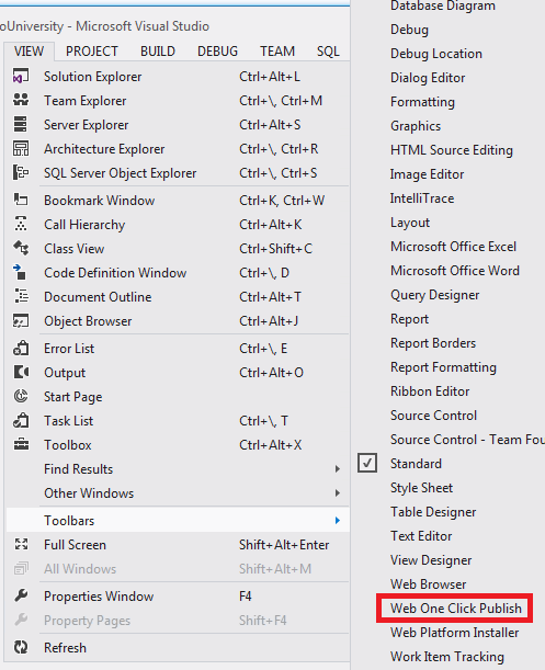 Selezione della barra degli strumenti di pubblicazione con un clic