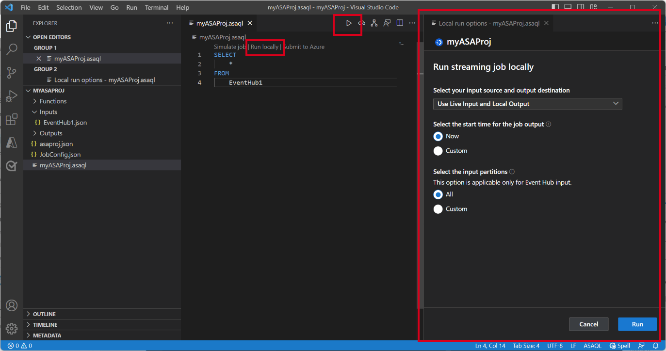 Screenshot dell'estensione VS Code che seleziona 