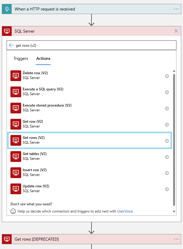 Selezionare l'azione V2