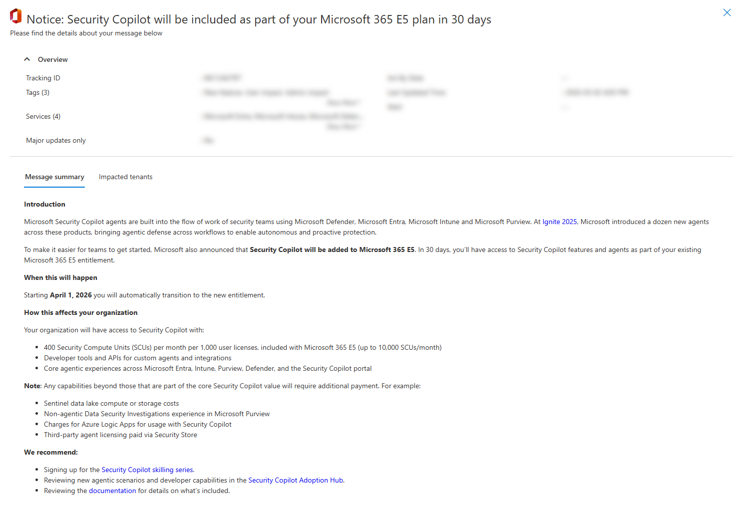 Immagine del centro messaggi dopo la messaggistica.