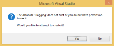 Finestra di dialogo Crea database