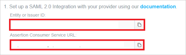 Screenshot che mostra la configurazione SAML di base.