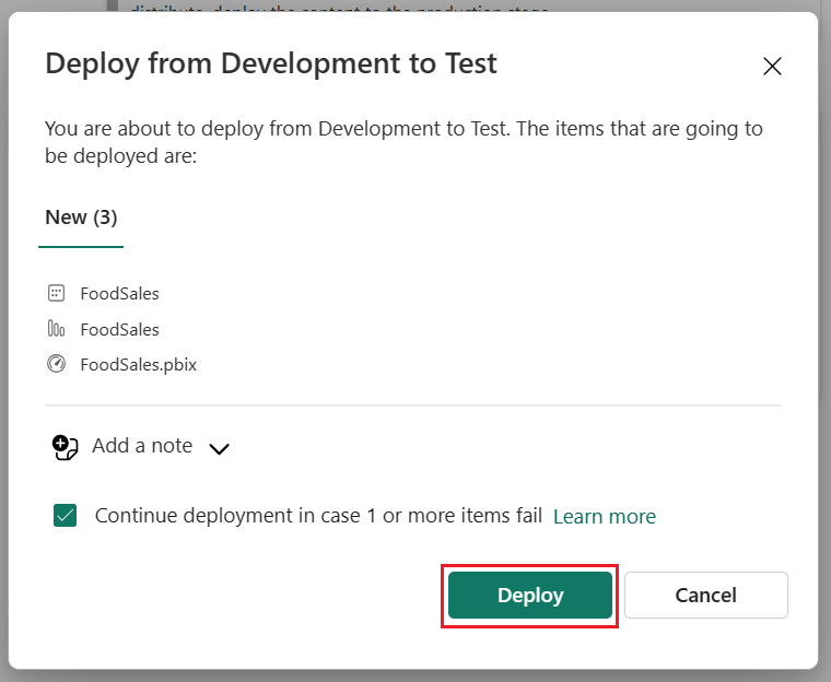 Screenshot della schermata dell'interfaccia utente con Conferma distribuzione.
