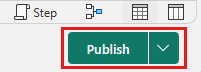 Screenshot che mostra la finestra di dialogo per la pubblicazione del flusso di dati.