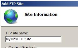 Screenshot che mostra la finestra di dialogo Aggiungi sito F T P per Informazioni sito.