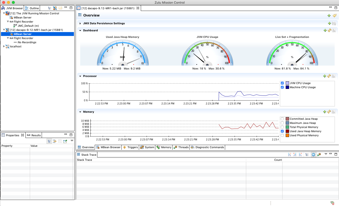 Espandi la voce dell'elenco nell'angolo superiore sinistro per l'istanza di JVM