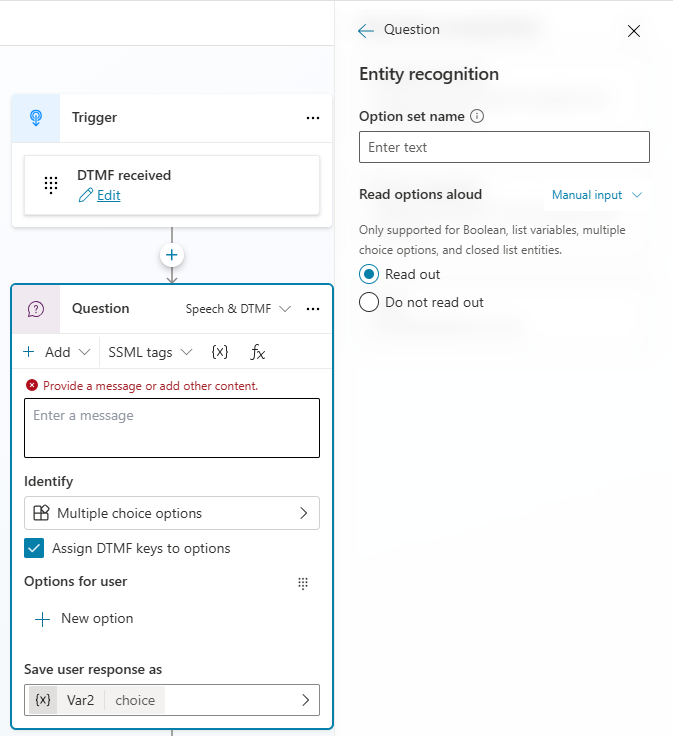 Screenshot dell'anteprima delle opzioni di lettura ad alta voce abilitate.