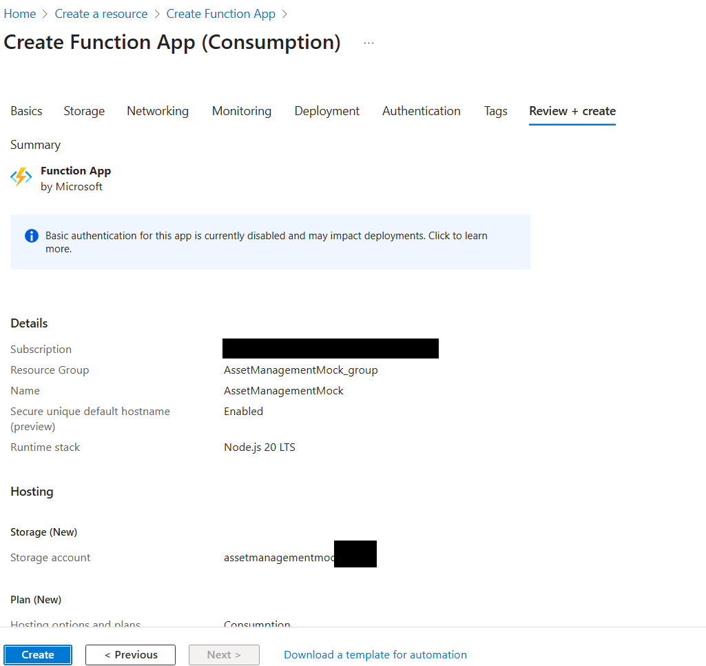 Create Function in Azure