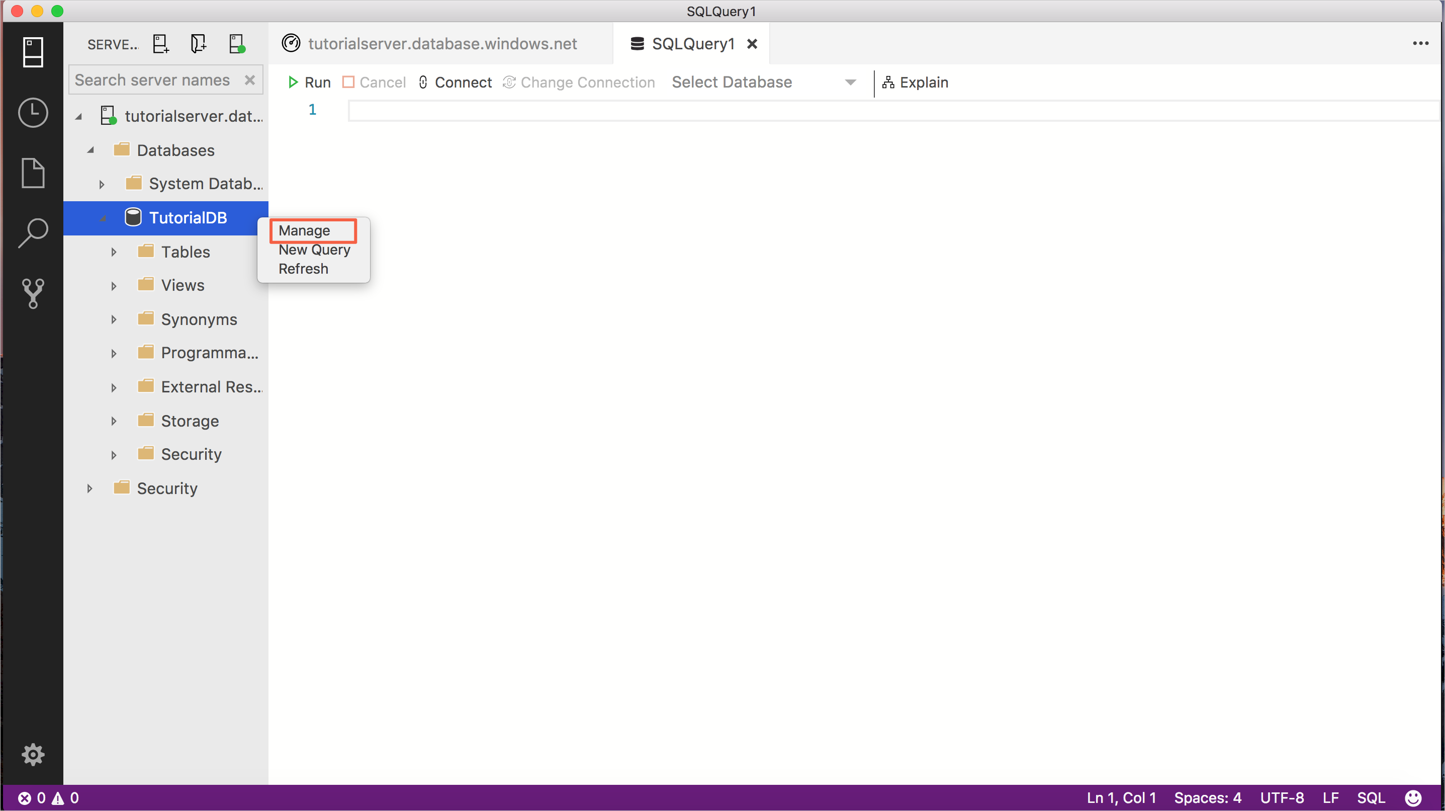 menu contestuale - Gestisci