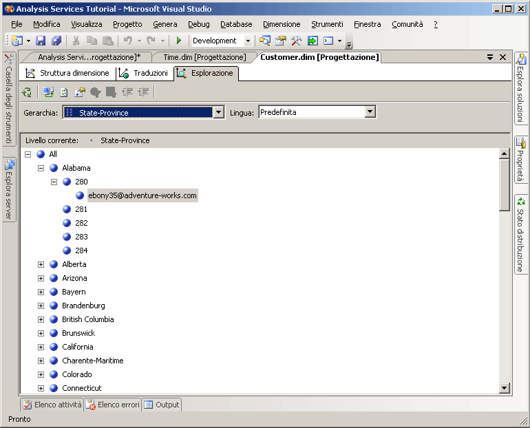 Gerarchia espansa nel riquadro dei livelli e dei membri