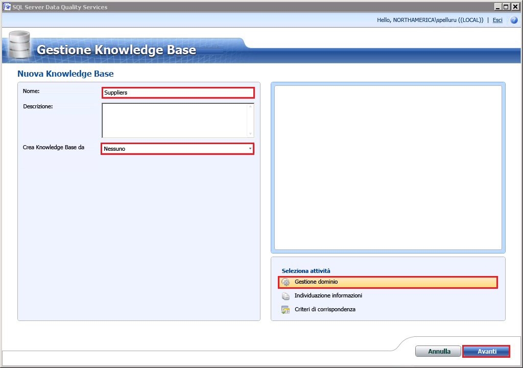 Nuova Knowledge Base - Gestione dominio