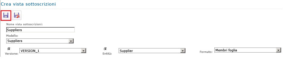 Pulsante Salva vista sottoscrizione