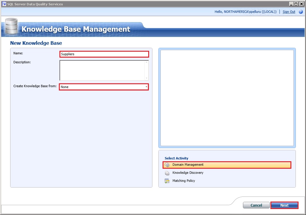 Nuova Knowledge Base - Gestione dominio
