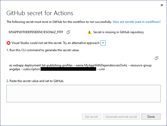 impostato il segreto GitHub mancante