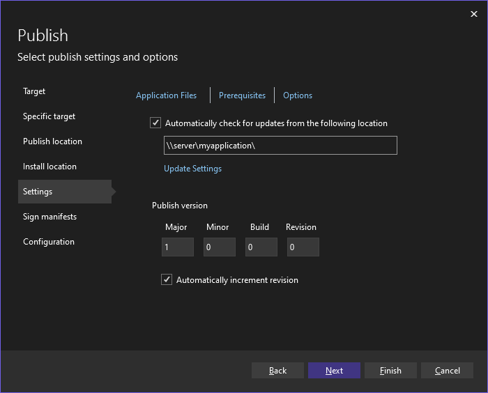 Scegliere le impostazioni di pubblicazione Scegliere
