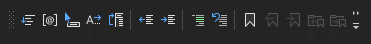 Screenshot della barra degli strumenti dell'editor di testo in Visual Studio 2022.