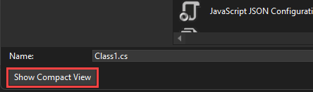 Screenshot del selezionatore di classi nella finestra di dialogo di aggiunta rapida con il pulsante Mostra visualizzazione compatta evidenziato a scopo enfatizzazione.