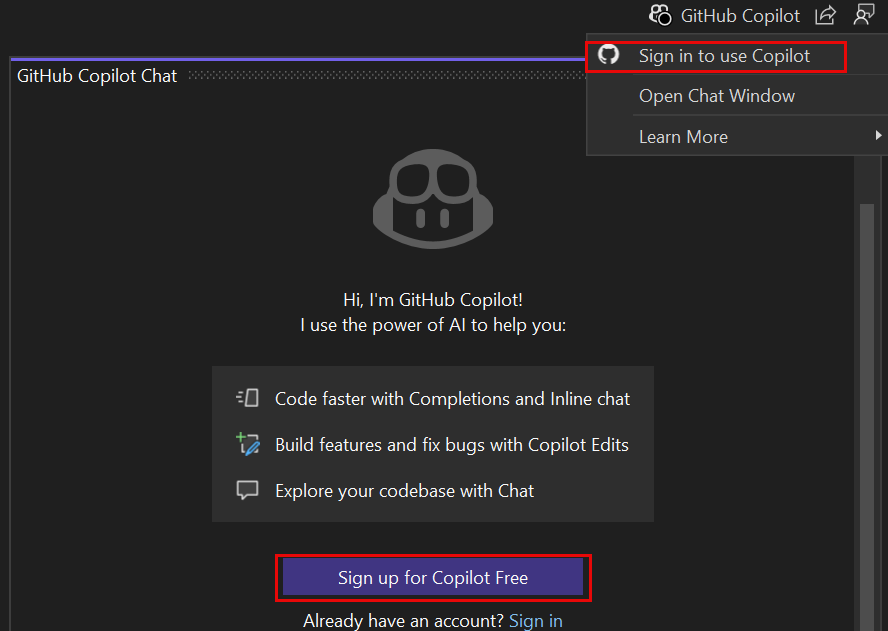 screenshot del distintivo Copilot quando Copilot è in uno stato inattivo.