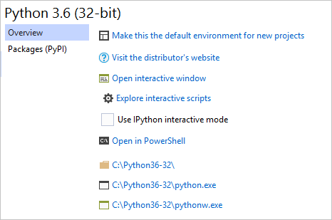 scheda Panoramica degli ambienti Python
