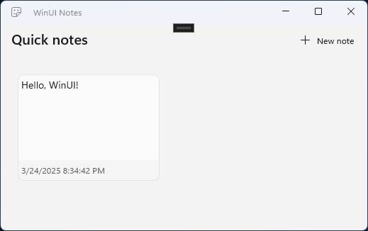 Interfaccia utente dell'app note con uno sfondo chiaro e un modello di nota chiaro.