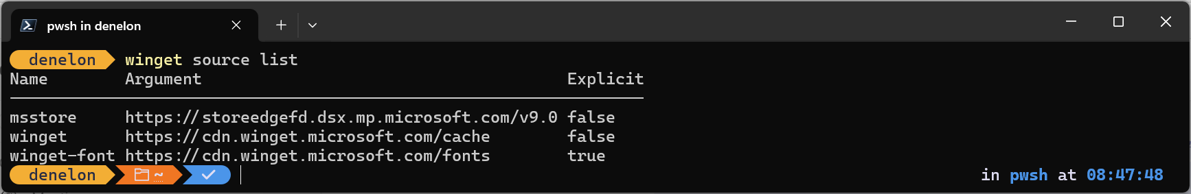 elenco di origini winget