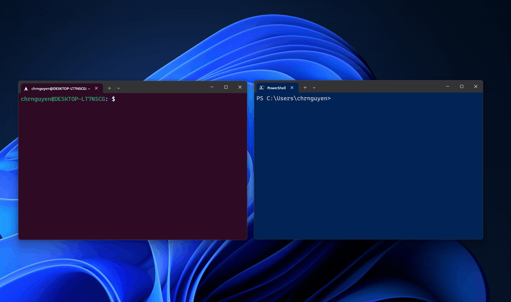 Trascina e rilascia le schede nelle finestre del terminale