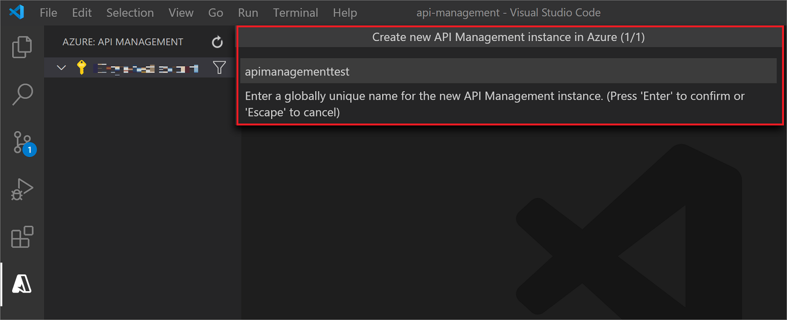 VS Code에서 API Management 만들기 마법사