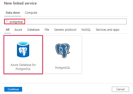 Azure 데이터베이스용 PostgreSQL 커넥터를 선택합니다.