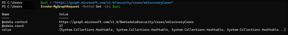 URL 출력에 대한 PowerShell 예제입니다.