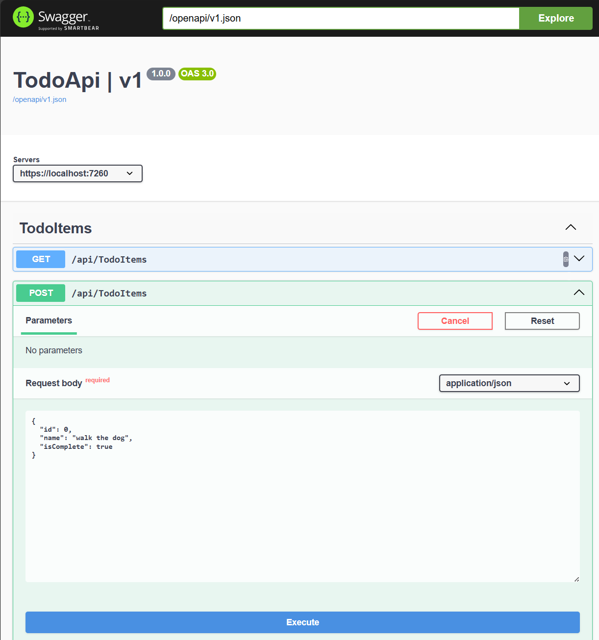 Swagger의 Post 요청