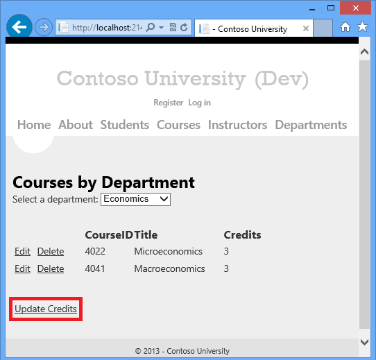 크레딧 업데이트 클릭