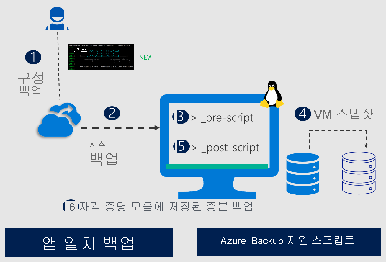 Azure Backup에서 Linux 애플리케이션 일치 스냅샷을 보여 주는 다이어그램