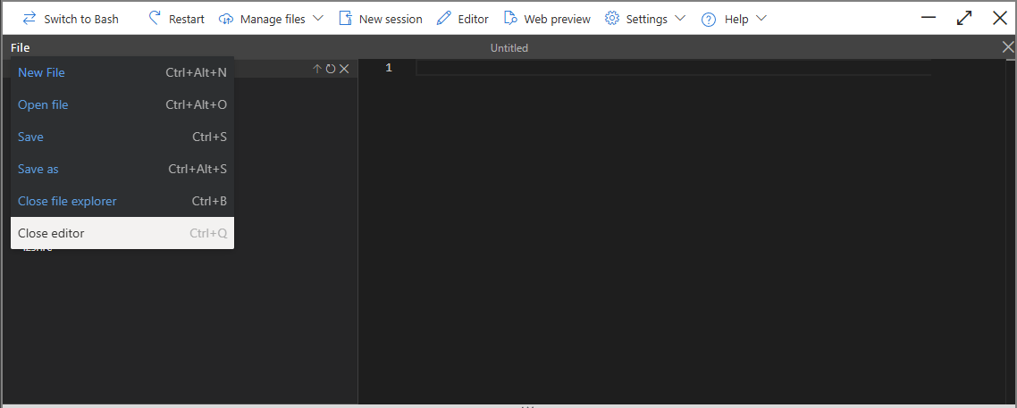 편집기 닫기 메뉴 선택 스크린샷