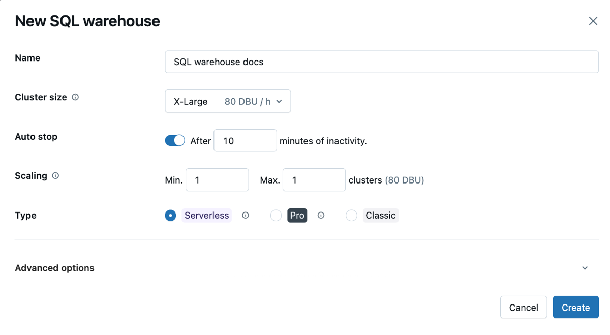 기본 SQL 웨어하우스 구성