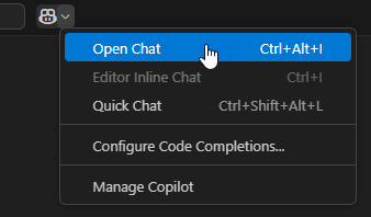 채팅 설정/해제 메뉴를 열고 채팅 열기 메뉴 옵션을 선택하는 스크린샷