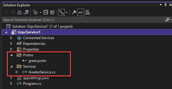 Visual Studio 2022의 gRPC 프로젝트
