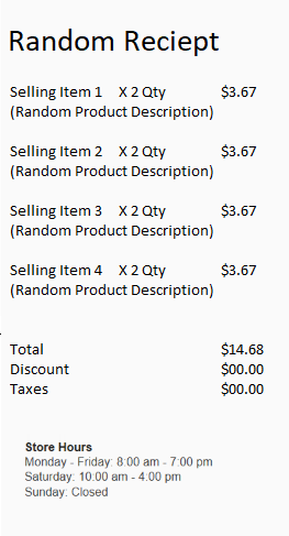 Receipt example Receipt example.