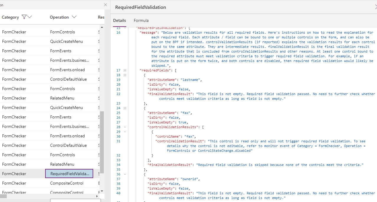 Column validation Column validation