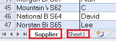 Excel - 공급자 및 Sheet1 탭