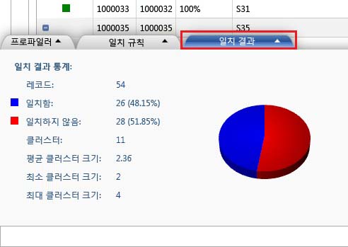 일치 결과 탭