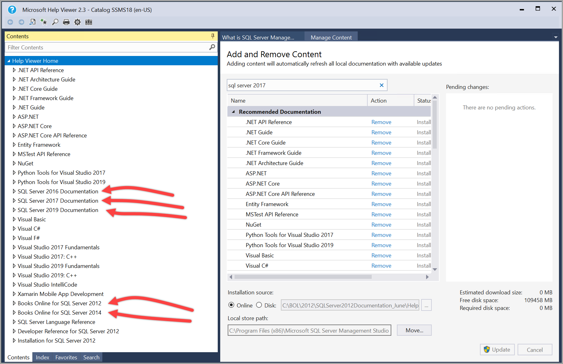 콘텐츠가 있는 도움말 뷰어