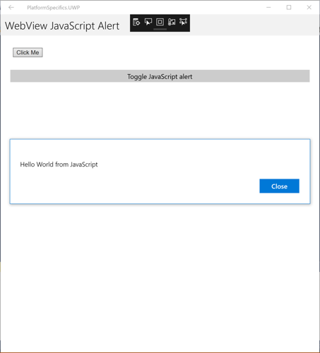 WebView JavaScript 경고 플랫폼별 WebView JavaScript 경고 플랫폼별