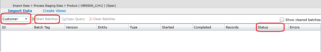마스터 데이터 관리자의 준비 일괄 처리 페이지